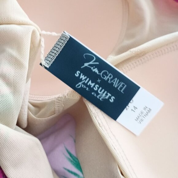 Kim Gravel x Swimsuits for All Tankini & Swim Short Set Pink Floral Size 14 NWT - Picture 4 of 11